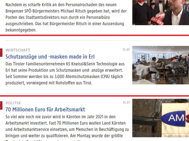 CPA Schutzbekleidung ORF.at Beitrag | FFP2 Masken