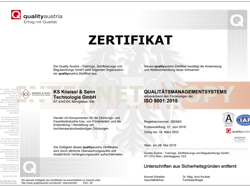 ISO9001: 2015 recertification