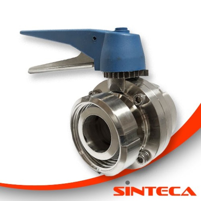 Scheibenventil Milch IG/Milch IG mit Kunststoff-Handhebel in 13 Stellungen arretierbar