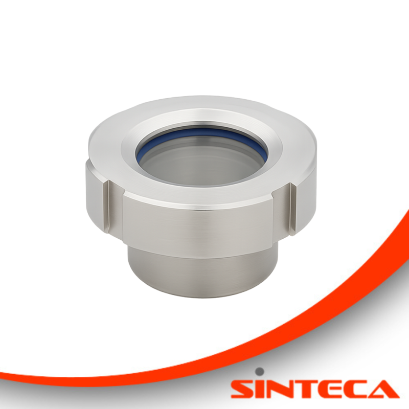 Schauglas flach mit Anschweissstutzen Milch DIN